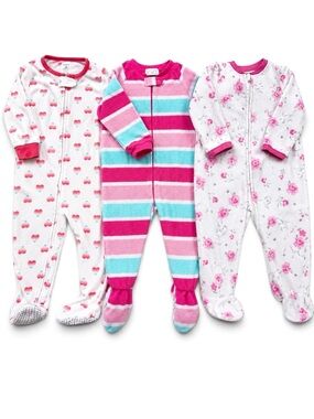 Baby Girl Fleece Footed Pajamas Bundle 18 Months Fleece Footed One-Piece Outfit